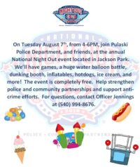National Night Out set for Tuesday in Pulaski