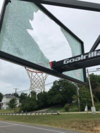 Draper Park backboard struck by vandals again