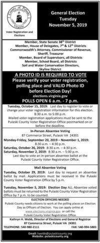 General Election Day is Tuesday, Nov. 5