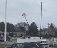Burger King sign leaning