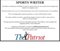 The Patriot needs a sports writer