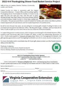 2022 4-H Thanksgving Dinner Baskets Project Flyer