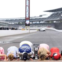 NASCAR McDowell kiss the bricks