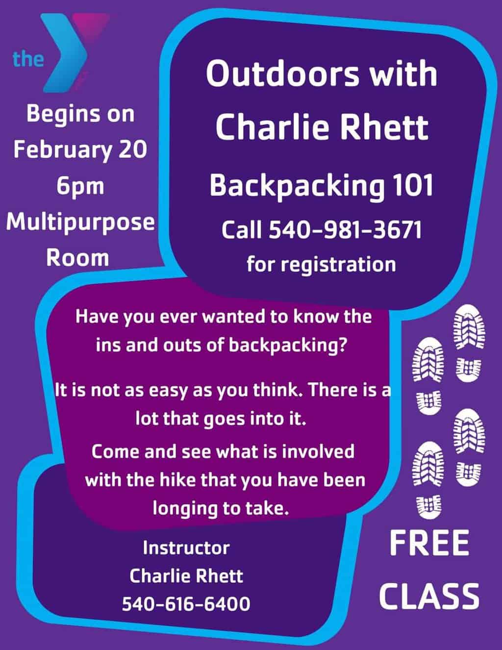 Backpacking 101 offered at the Y