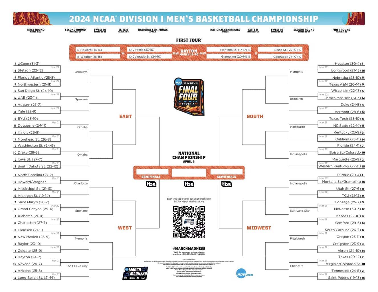 NCAA Men’s Basketball Tournament set