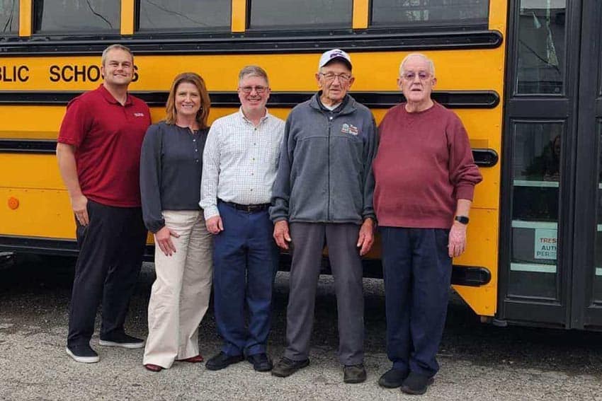 From left to right, Josh Taylor - foundation board member, Angie Covey-Vice Chairman, Chris Stafford-Executive Director, Carl Yost, and Don Stowers-Chairman. (Pulaski County Public Schools Education Foundation)