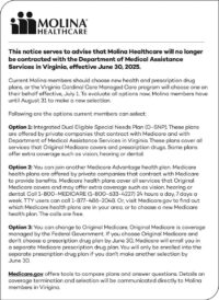 A message from Molina Healthcare