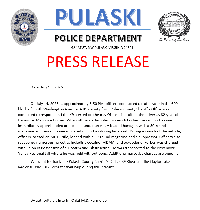 Damonte Forbes Press Release